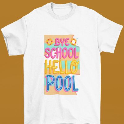 Детска тениска bye school hello pool