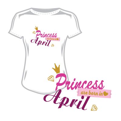Дамска тениска princess are born in april